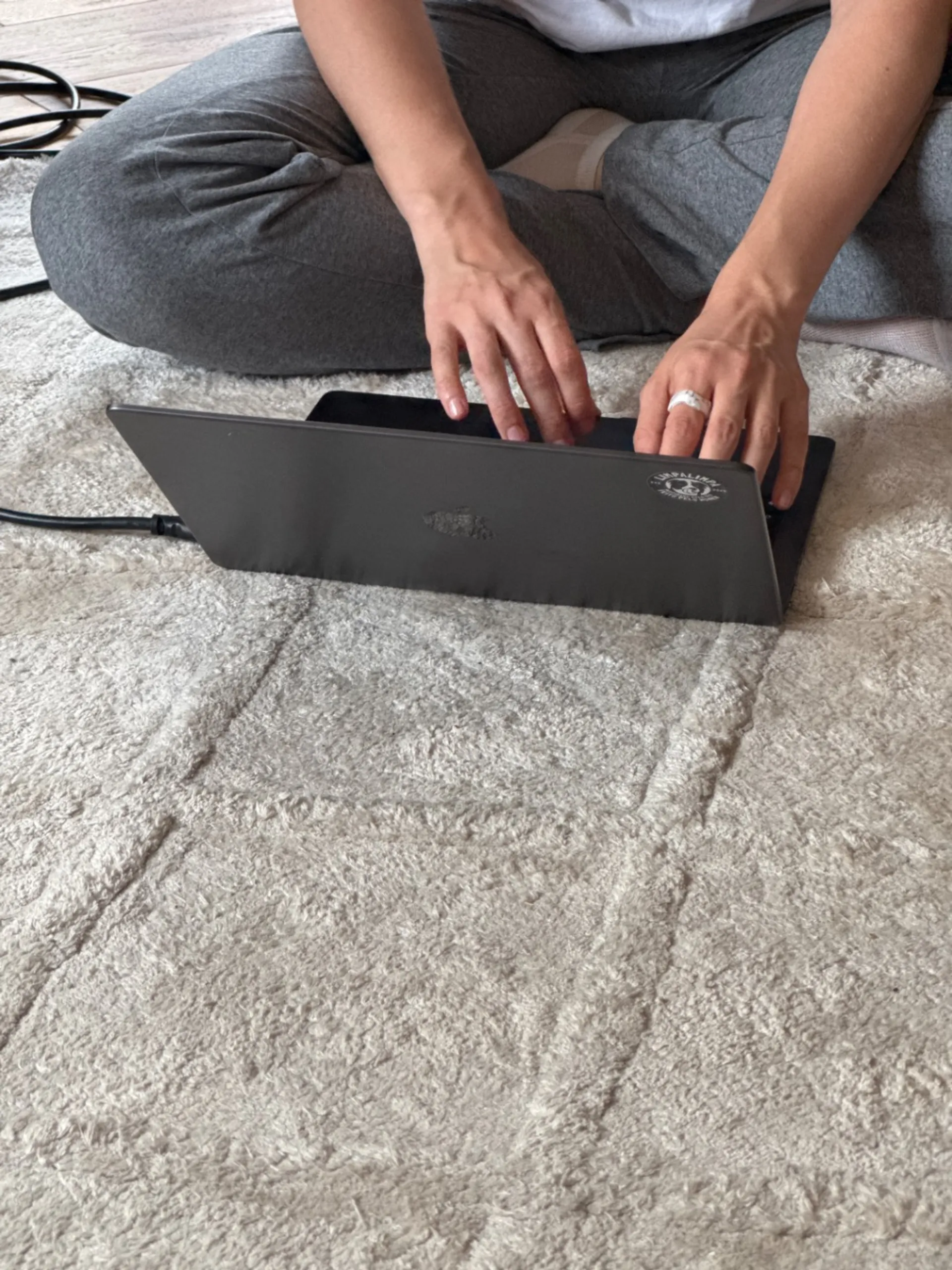 a woman and a laptop